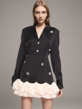 Robe courte élégante à patchwork de diamants